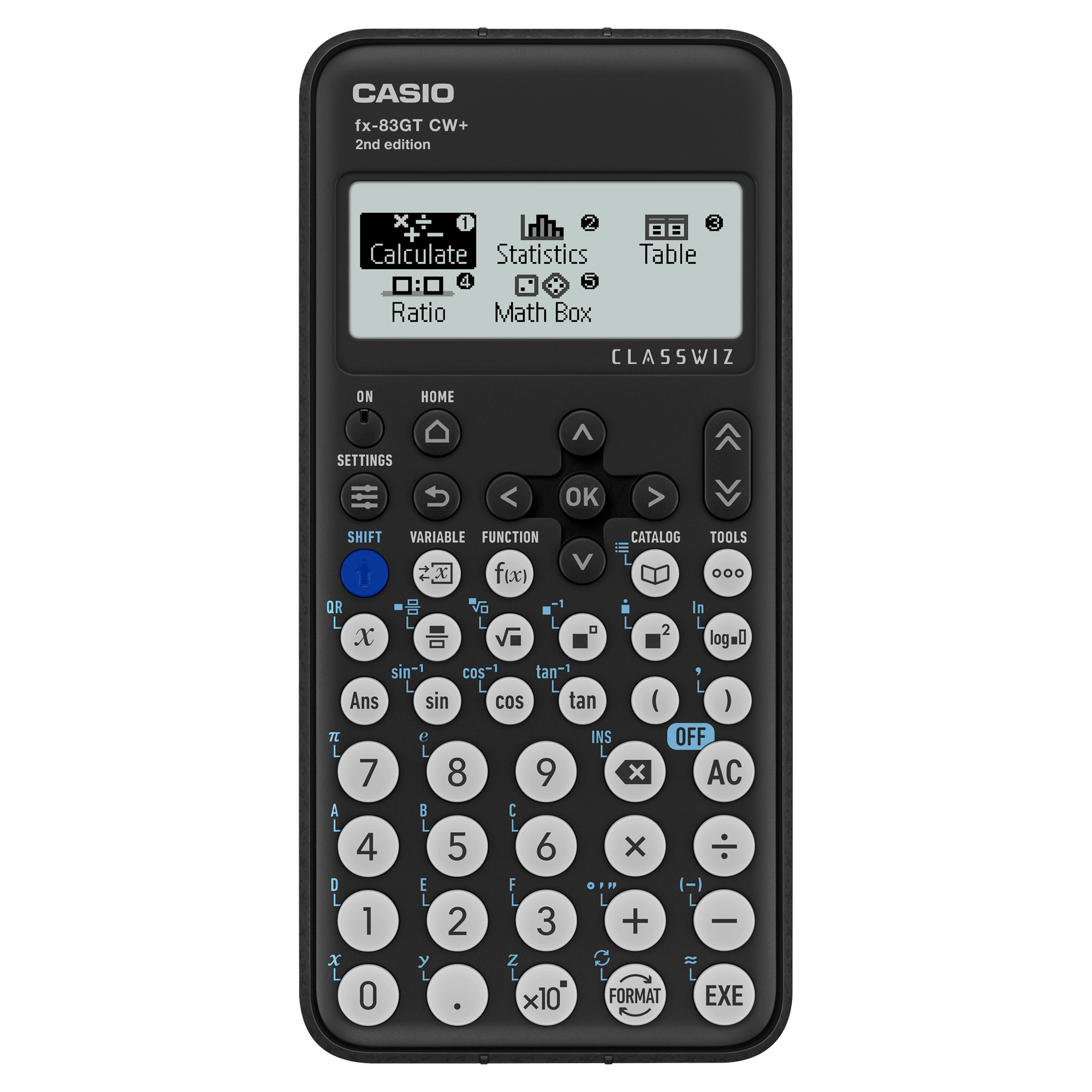 Front view of Casio fx-83GT CW+ Black