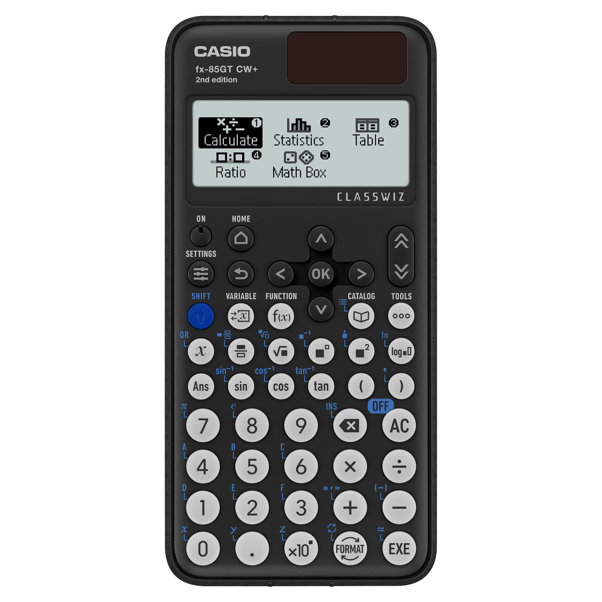 Front view of Casio fx-85GT CW+ Black