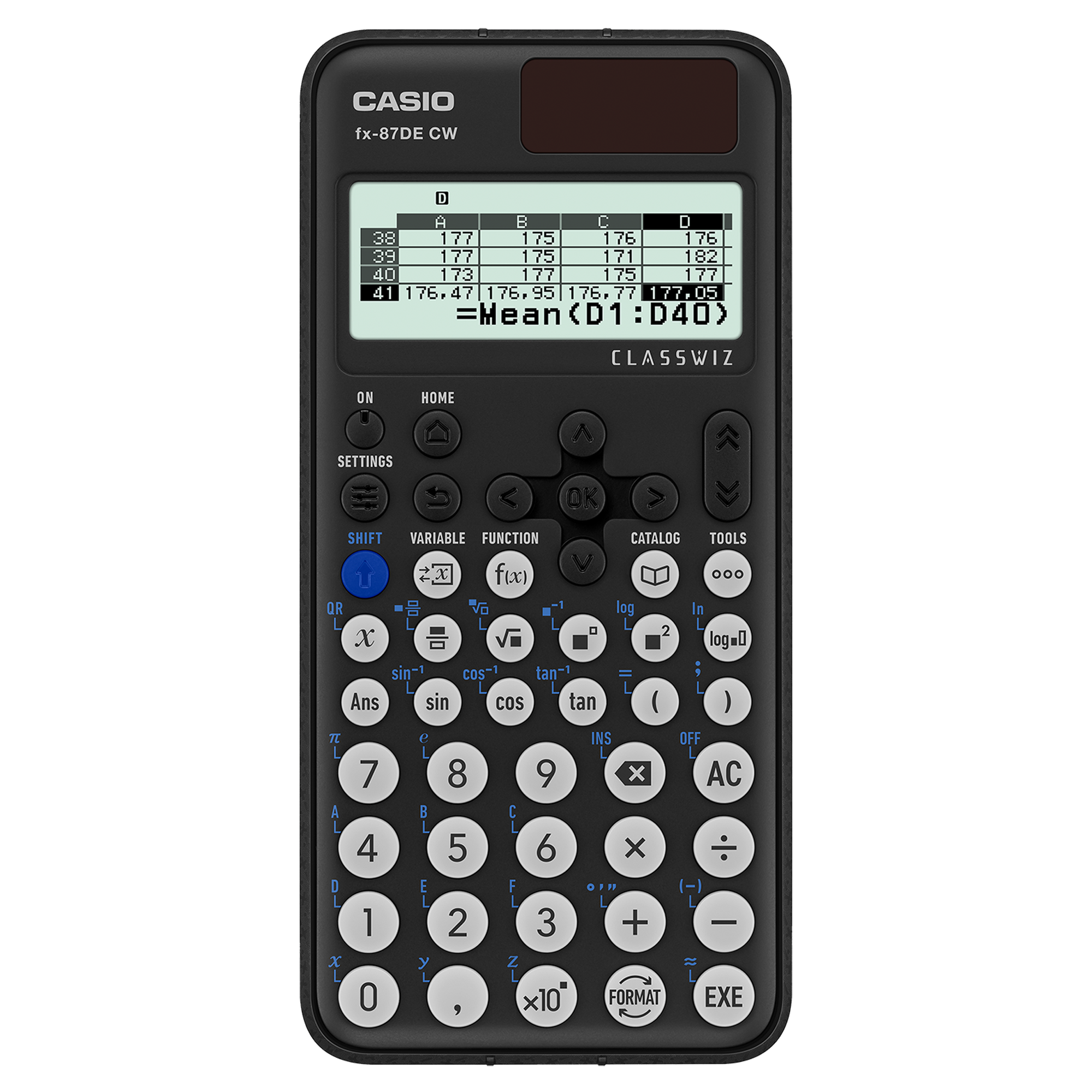 Front view of Casio fx-87DE CW