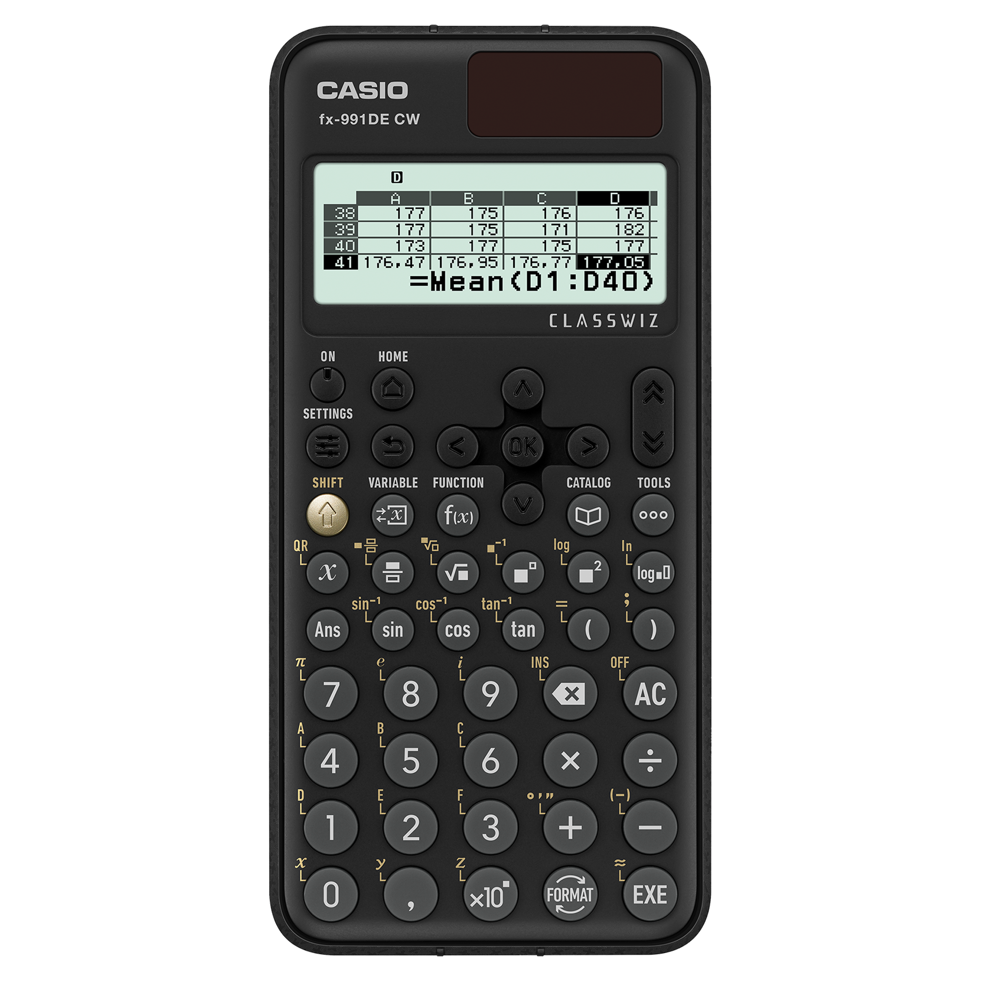 Front view of Casio fx-991DE CW